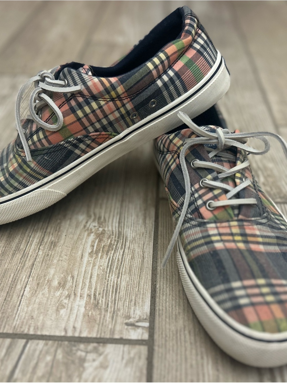 Sperry Plaid Canvas Sneakers - Multi (Green, Pink, Navy)